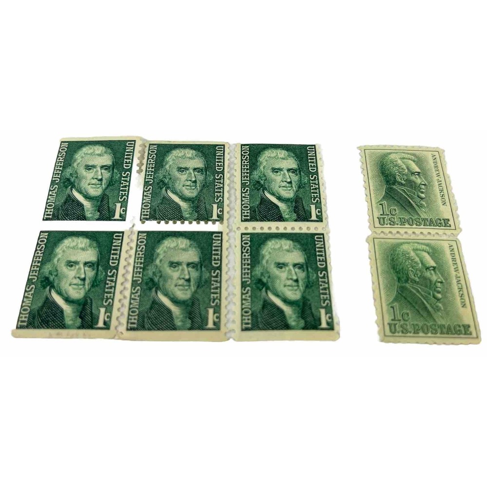 Thomas Jefferson 1 Cent‎ Stamp 6, Unused / Original Gum 2 Andrew Jackson